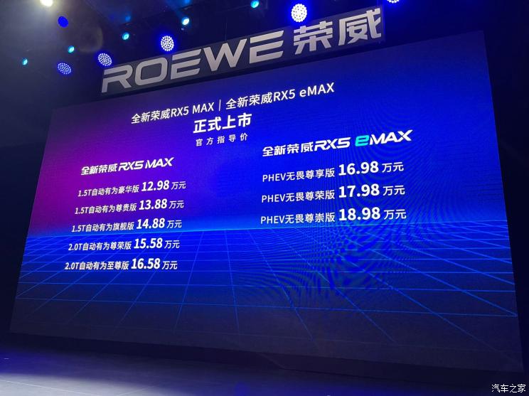 售12.98万起 新款荣威RX5 MAX正式上市